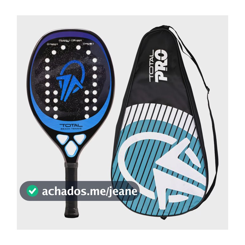 Raquete Beach Tennis Total Pro Produzida em Carbono 12k + Capa Cor Azul | Leve e Equilibrada