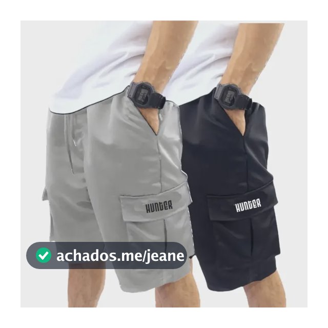 Kit 2 Bermudas Corta Vento Bolso Cargo Hunter Colors Verão