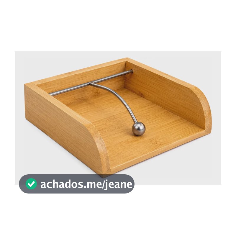 Porta Guardanapo de Madeira com Peso e Suporte de Metal Prata Zip Home