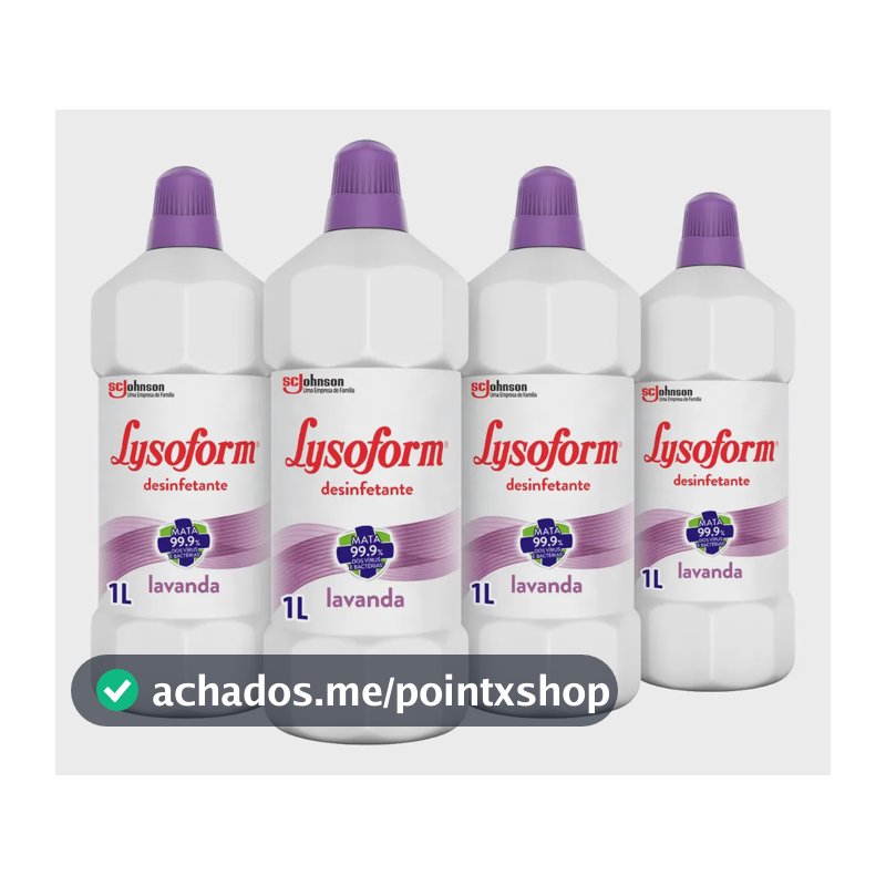 Desinfetante Líquido Lysoform Lavanda Limpeza Pesada e Eficiente 4 Unidades de 1L