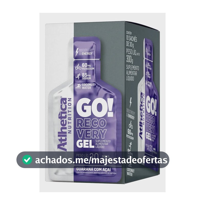 Gel Go! Recovery Gel Energético Sabor Açaí Com Guaraná 10 Un de 30g - Atlhetica Nutrition
