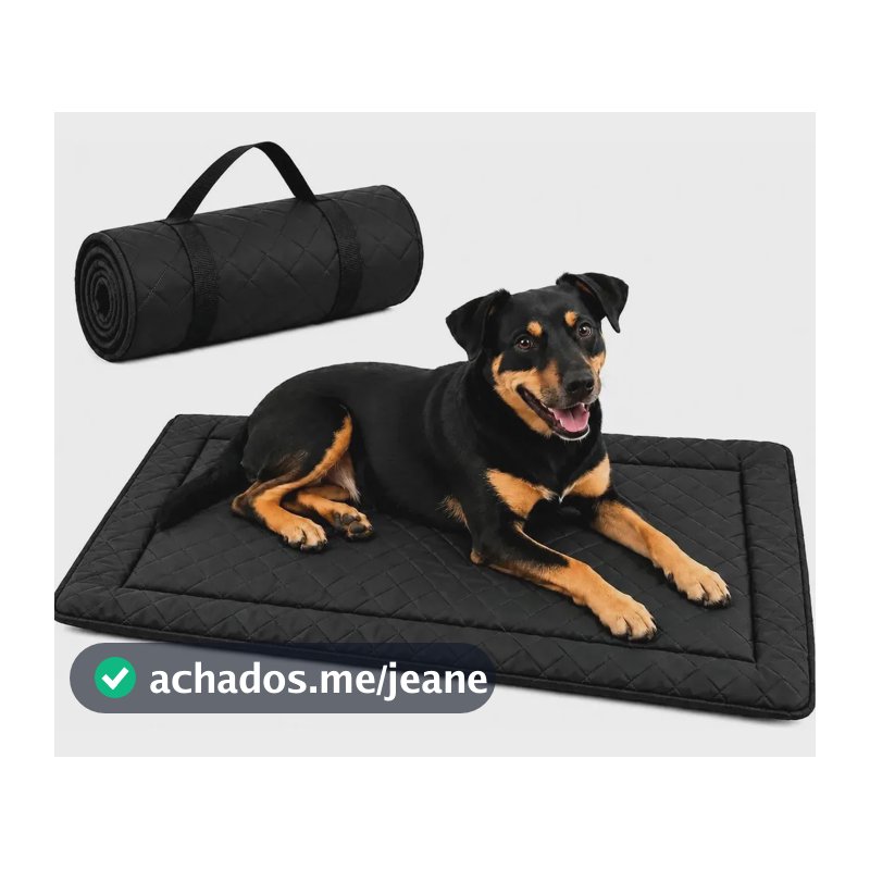 Colchonete Para Cachorro Portátil Com Alça Caminha Pet Preto