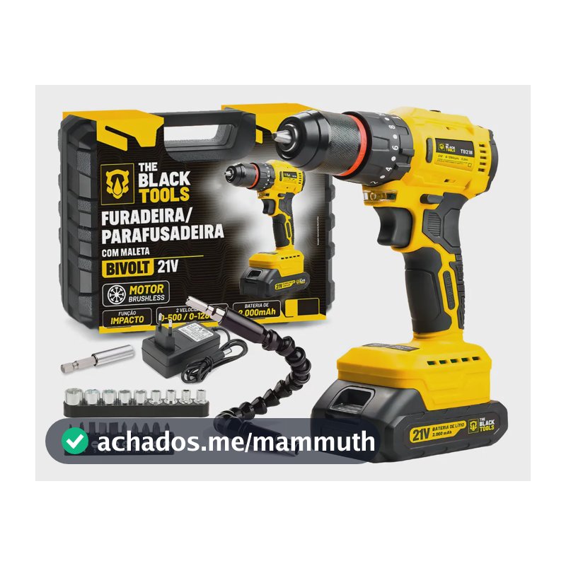 Furadeira E Parafusadeira De Impacto Brushless A Bateria Profissional Maleta E Acessorios The Black Tools