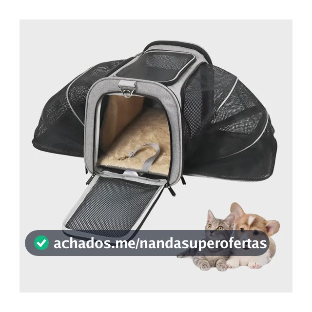 Bolsa Transporte Pet Expansível Cinza Duke & Dixie Avião Cães Gatos