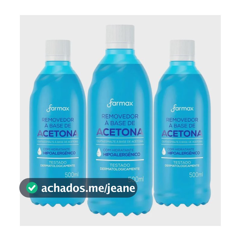 Kit 3 Removedor De Esmalte Acetona C/hidratante Farmax 500ml