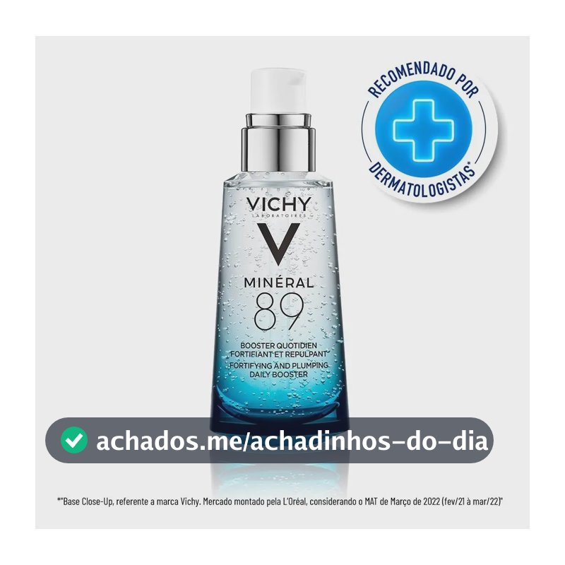 Sérum Facial Hidratante com Ácido Hialurônico e Minerais, Fortalece e Hidrata a Pele Textura Gel Absorção Rápida, Minéral 89 Vichy 50ml
