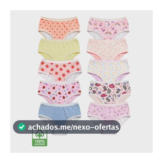Kit 10 Calcinhas Infantis Menina Antialérgicas Algodao
