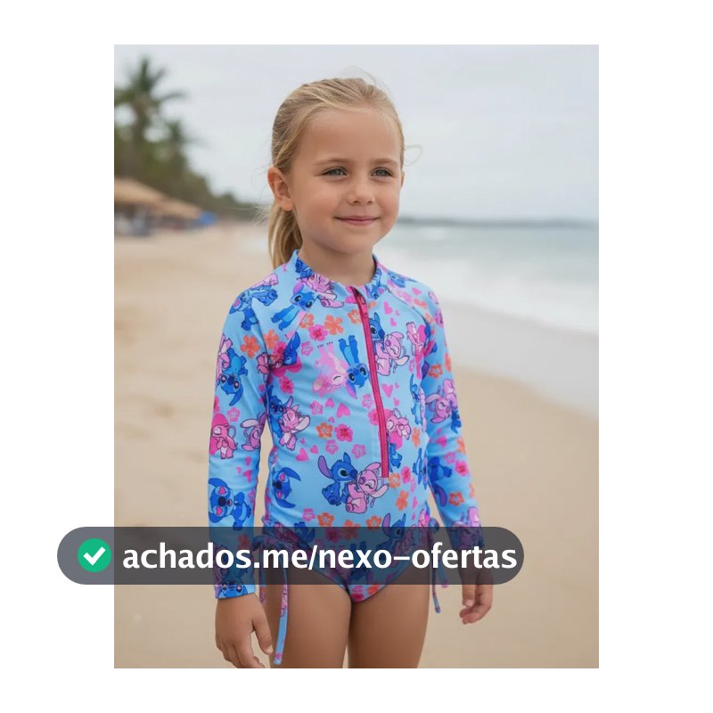Maiô Natação Infantil Biquíni Manga Longa Proteção Solar Uv Cor Água Tamanho 2