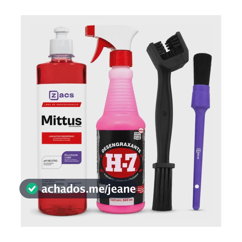Kit Limpeza Motos Desengraxante Shampoo Pincel Escova Graxa