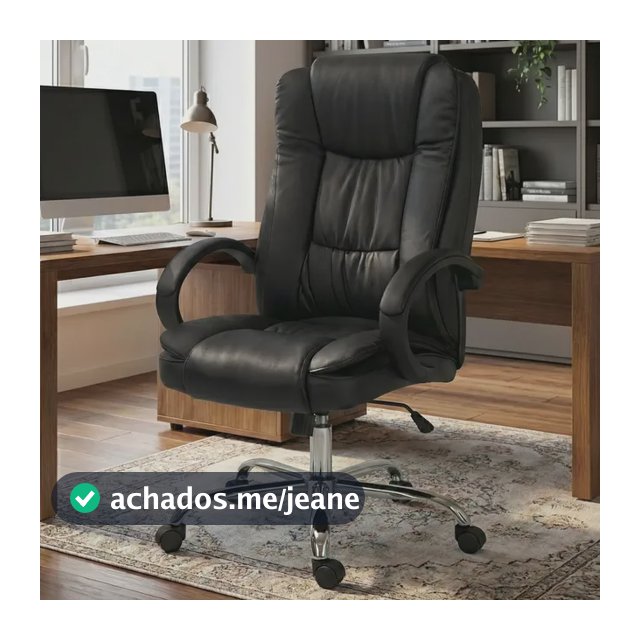 Cadeira Escritorio Diretor Reclinável Ergonômica Giratoria Cinza Couro Sintético