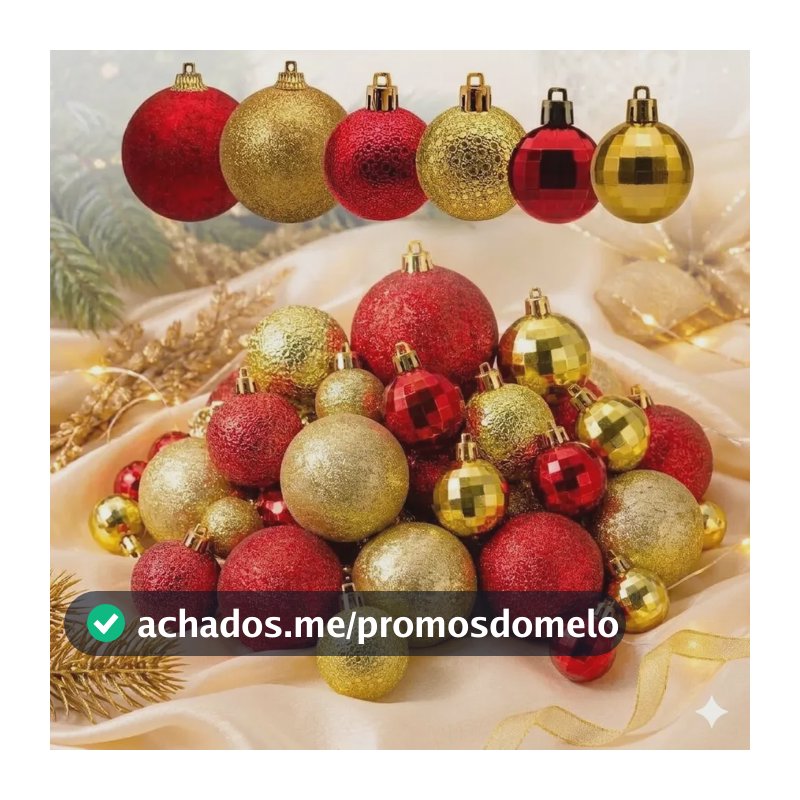 Kit 42 Bolas De Natal 3, 4 E 5cm Vermelho Dourado Enfeites 00 - Misto Vm/dr - Globo/boreal/gliter
