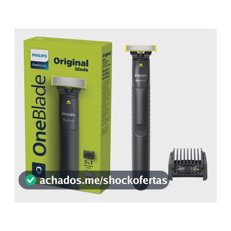 Barbeador e Aparador Elétrico Philips OneBlade com Pente 5 em 1, Sem Fio e À Prova D'Água - QP1425/10