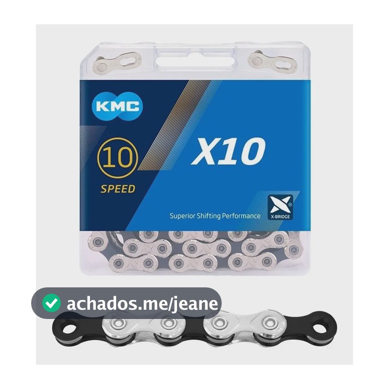 Corrente Kmc X10 Silver Prata 116l 10v 2x10v 3x10v Speed Mtb