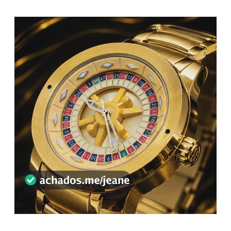 Relógio Masculino Cassino Roleta Dourado Funcional Oferta Dourado