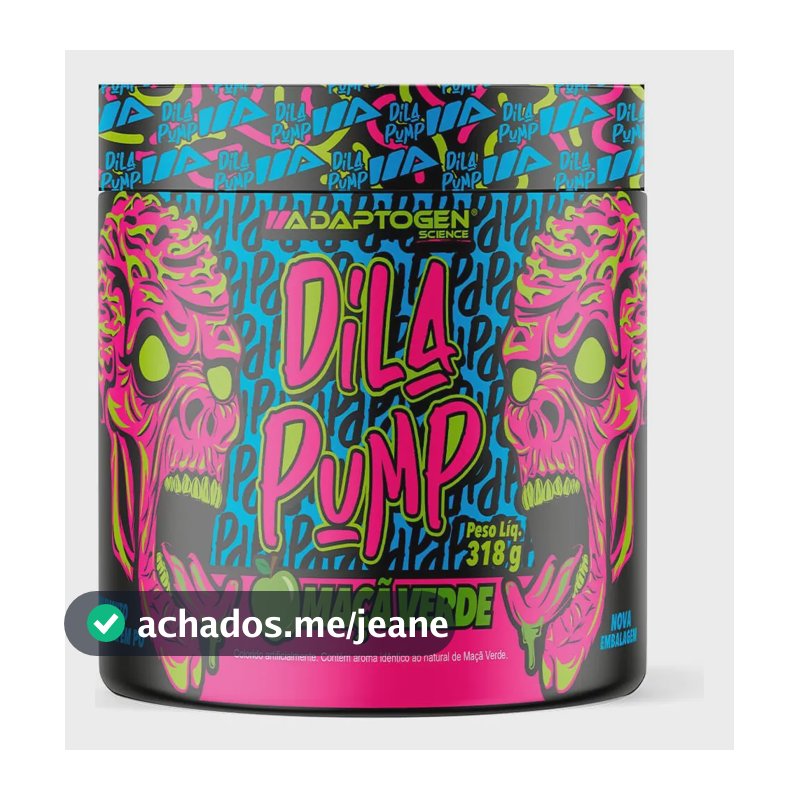 Suplemento Em Pó Dila Pump Pre Treino Sem Cafeína Adaptogen Science Pote De 318g Sabor Maçã verde