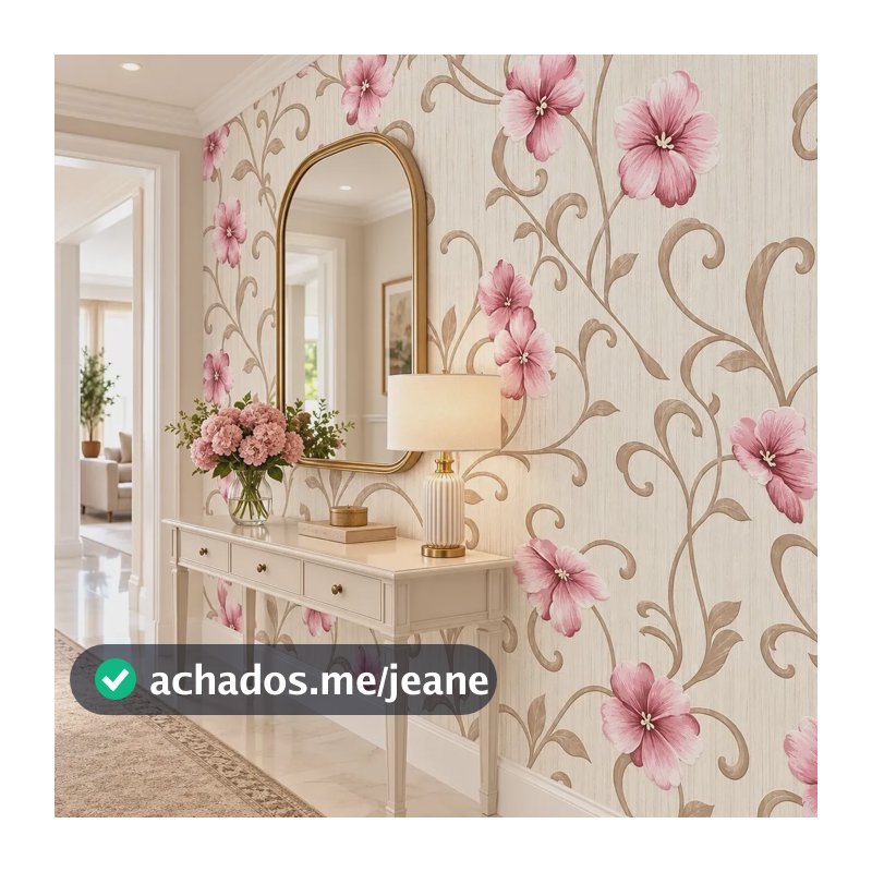Papel De Parede Adesivo Floral Geométrico Moderno Rolo 5m Floral Clássico