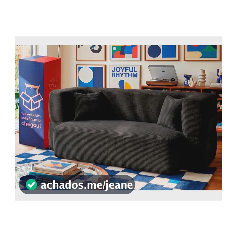 Sofá Cama Nômade. 1,88m Xpand Tech Tecido Velourê Cama Inbox Preto Liso