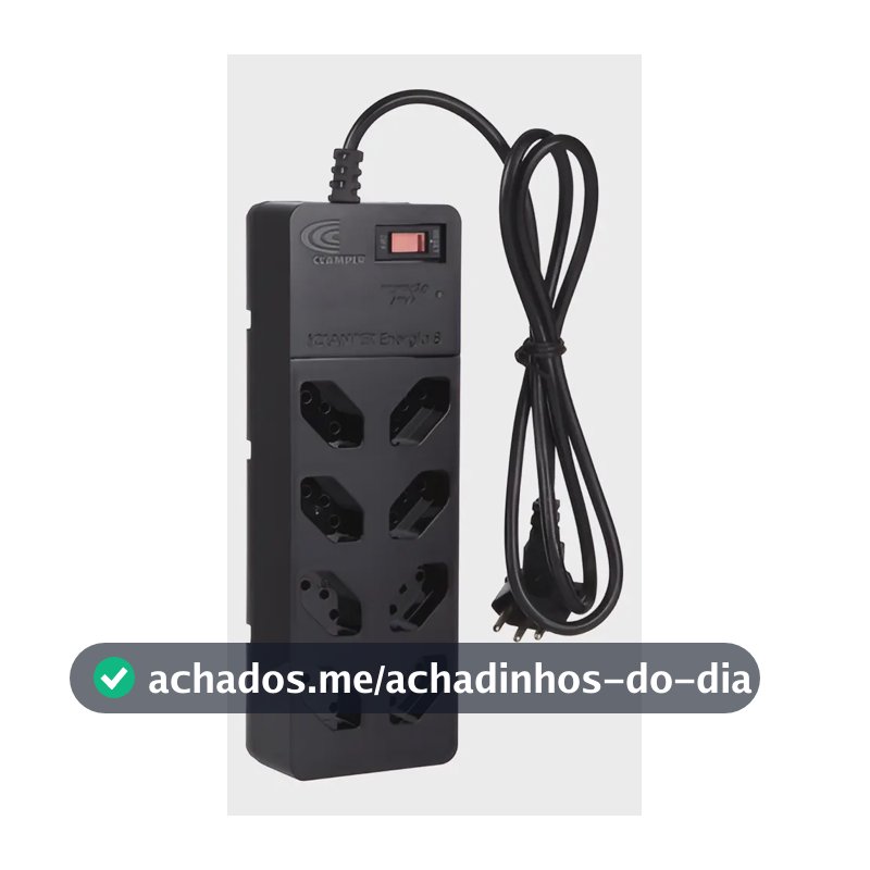 Filtro Linha Régua Energia 8 Tomadas Tecnologia Lcf Clamper Preto 127/220v