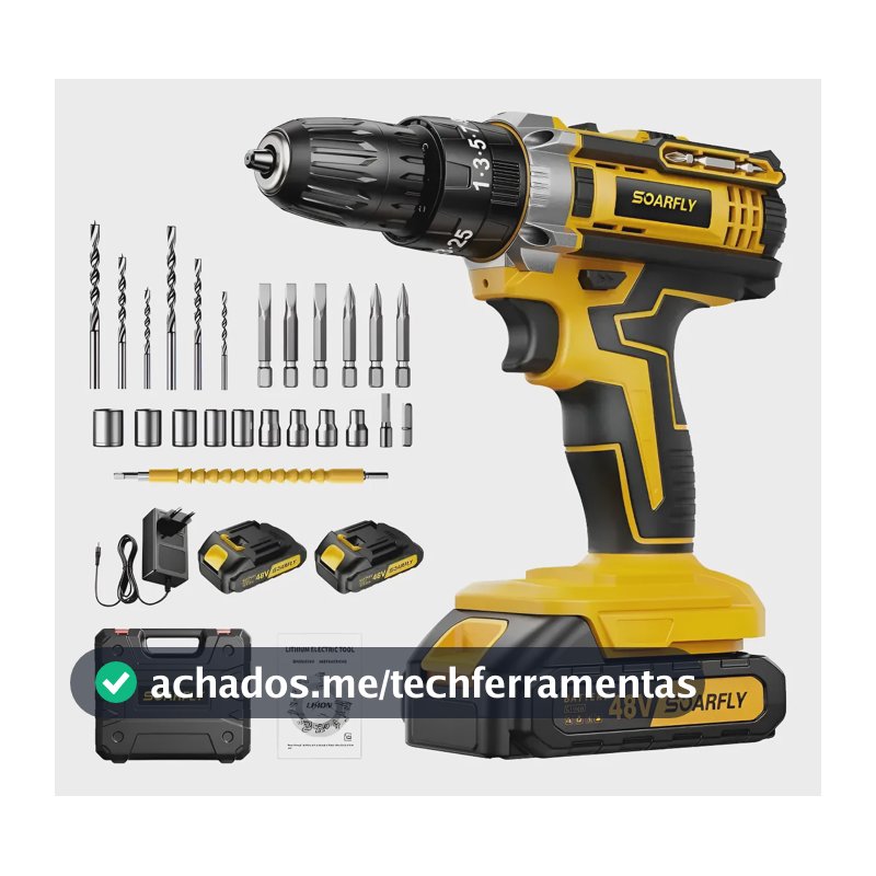 Parafusadeira Furadeira De Impacto Profissional Sem Fio 48v Azul 127/220v 50/60hz