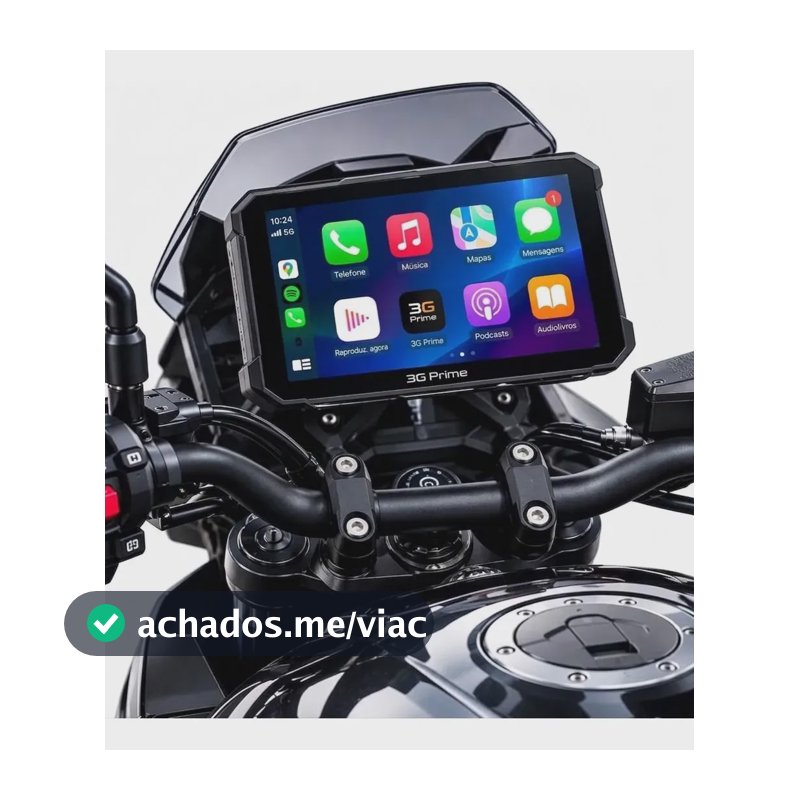 Multimídia Moto 5 Polegadas CarPlay Android Auto GPS Bluetooth IP67 Tela Touch Sem Fio