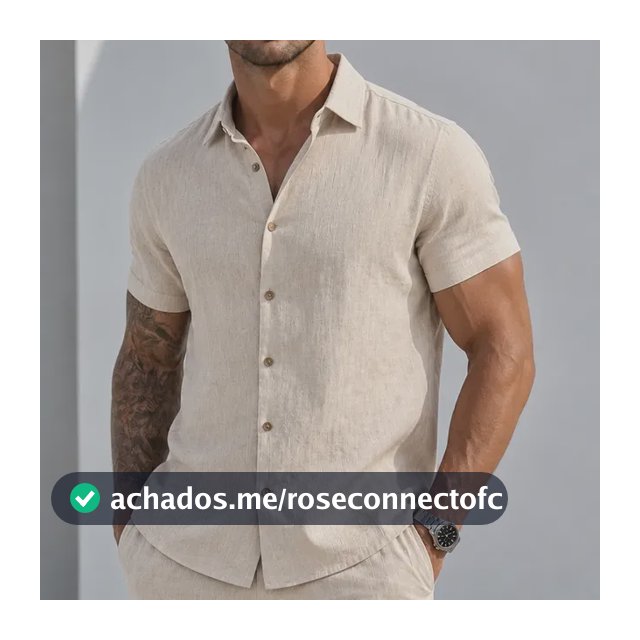Camisa Manga Curta Viscose Old Money Confortavel Bege Liso M