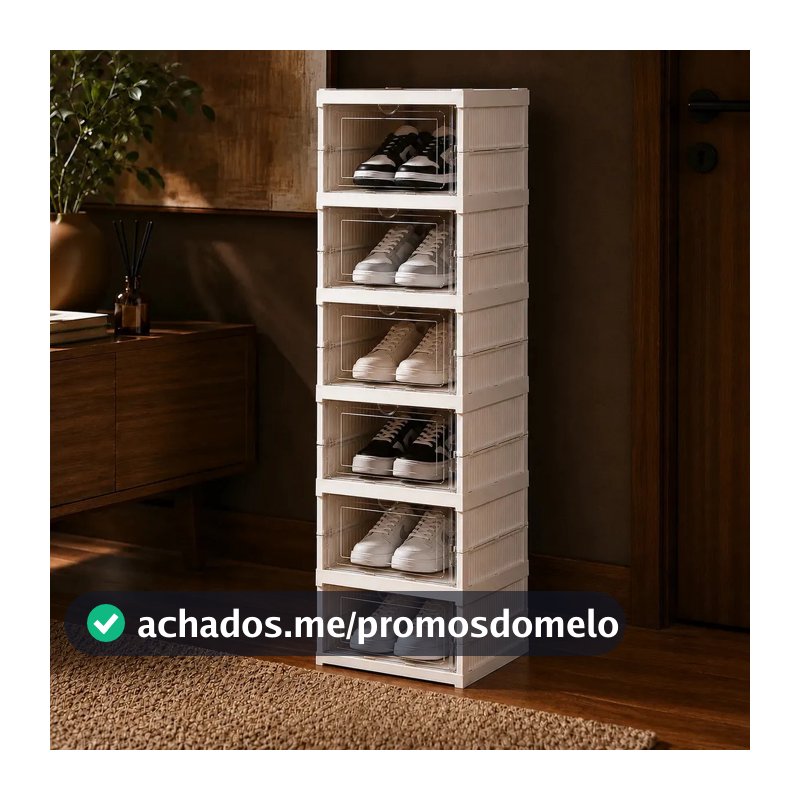 Sapateira Vertical Empilhável Caixa Sapato Tênis 6 Andares Cor Branco