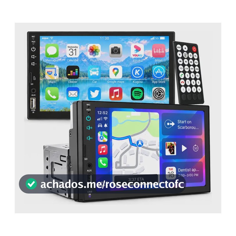 Central Multimídia Mp5 1 Din Tela 7  Touch Bluetooth Espelha Compativel Com Câmera De Ré
