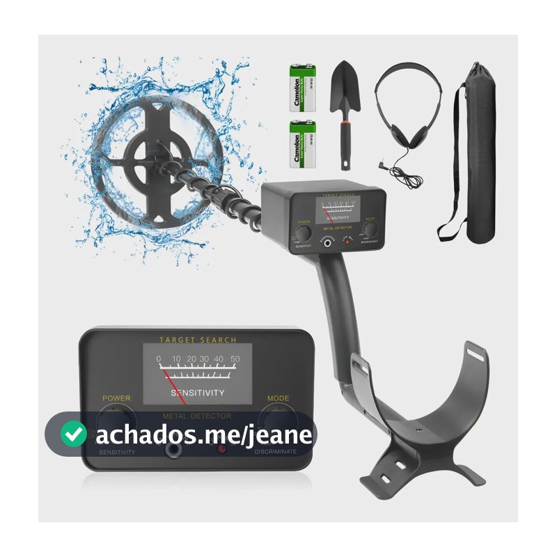 Detector De Metais Prova D'água Com Bolsa E Fone De Ouvido Preto