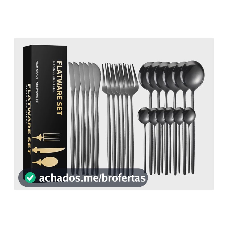 Conjunto De Talheres De Aço Luxo Inoxidável 24pcs Faqueiros Preto