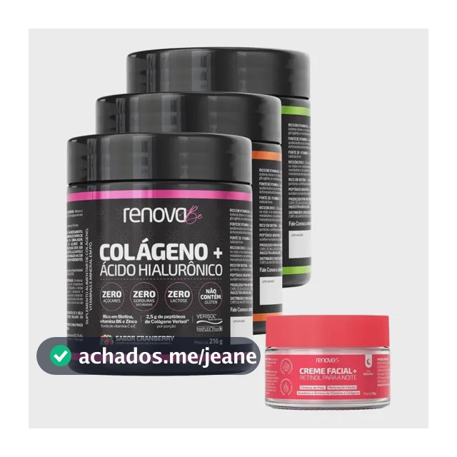Ácido hialurônico Haplex Plus Renova Be Alimentar Pele Rugas em colageno em po sabor 1 Tangerina - 1 Limão x 216g 3 un