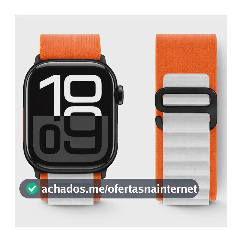 Pulseira Alpine Loop Metal Preto Para Apple Watch Ultra Micrwear Alpinista Nylon 42mm A 49mm Cor Laranja E Branco Bon Vivant