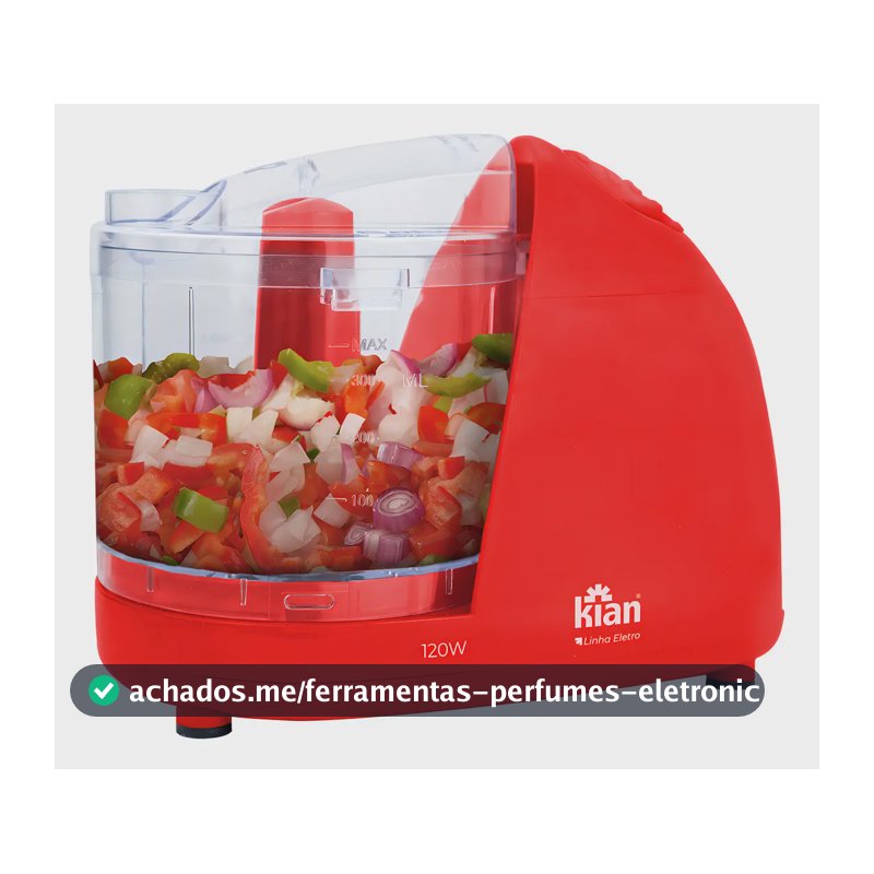 Mini Processador 500ml Lâminas Inox -vermelho 120w Kian -