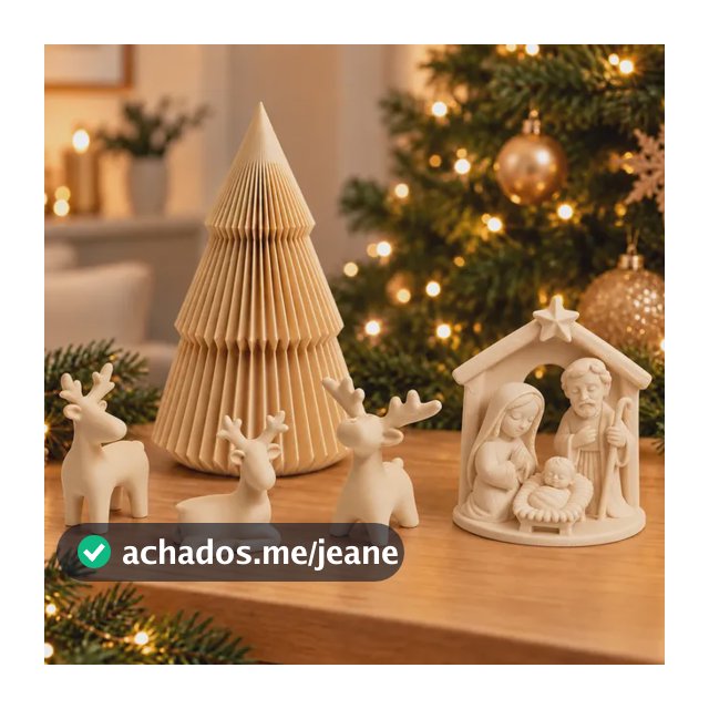 Presépio Natalino Sagrada Família Com Árvore E 3 Renas Natal