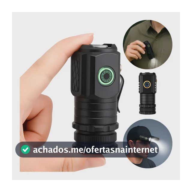Lanterna Tática Militar Led T12 Mini Recarregável Usb-c Cabe No Bolso Leve Portátil 300 Lm Com Ímã DNC Digital