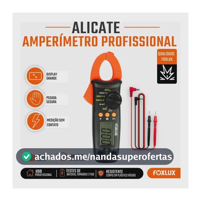 Alicate Amperímetro Digital Foxlux Multímetro 16mm² Profissional