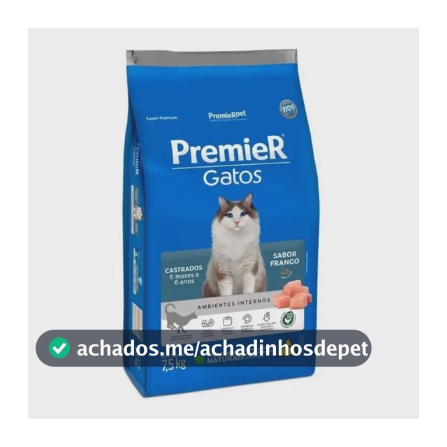 Ração Premier Gatos Castrados 6 Meses A 6 Anos Frango 7,5kg