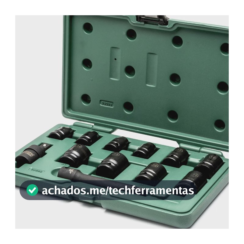Jogo Soquete De Impacto Sextavado 1/2 12 Pçs St09009sj-sata Cor Preto