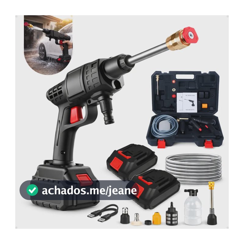 Lavadora de Alta Pressão Portátil Recarregável Lava Jato 48V 600W Bivolt