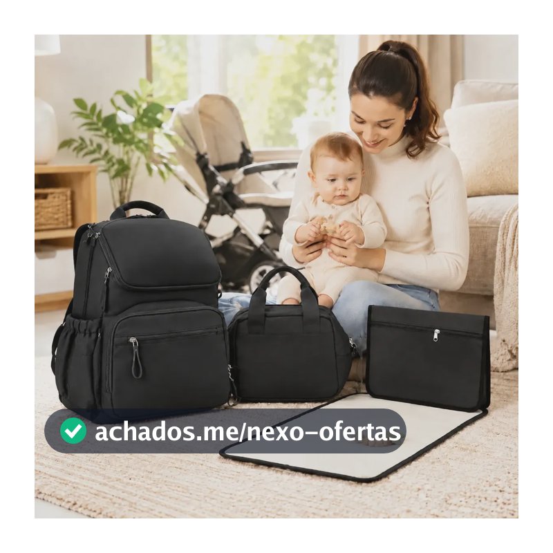 Mochilas para gestantes e bebês Mochila Bolsa Maternidade Térmica Presente Bebê Versão Luxo,bolsa maternidade,saquinho maternidade,Preto
