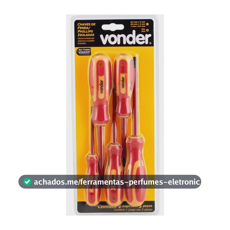Jogo De Chaves Fenda Phillips Isolada Eletricista Iec60900 Vonder 1.000v