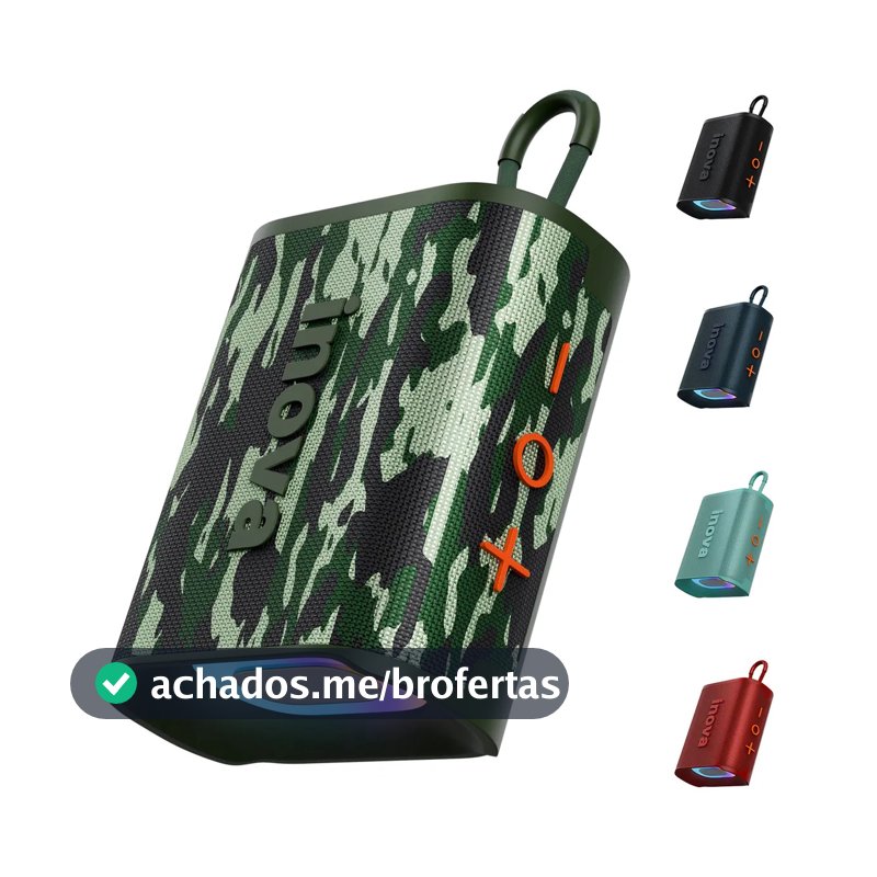 20W Caixa De Som Portatil , Inova Caixa de Som pequena com Radio FM E RGB, caixinha som bluetooth À Prova D'água IP67, Caixa De Som Potente Para Moto Bike, Bateria 15h, TWS Som Estéreo Grave