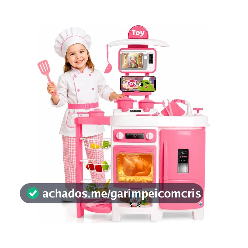 Cozinha Infantil Grande Completa Sai Agua De Verdade 92cm Com Fruteira Geladeira E Acessorios