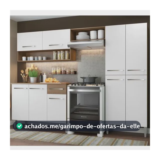 Armário De Cozinha Compacta Modulada Madesa Emilly Pop Com Armário E Balcão Rp Cor Rustic/Branco GREM229002