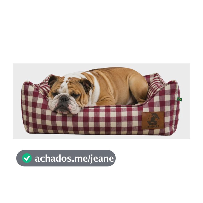 Cama Pet Brim Luxo 60 X 50 Lavável Fundo Impermeável Algodão Vermelho Xadrez