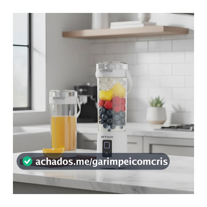Liquidificador Portátil Branco 600ml Recarregável Com 12 Lâminas