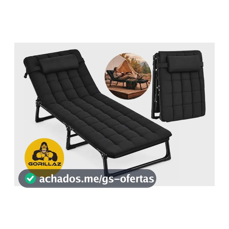Cadeira Espreguicadeira Dobravel Cadeira De Praia Reforcada Preto