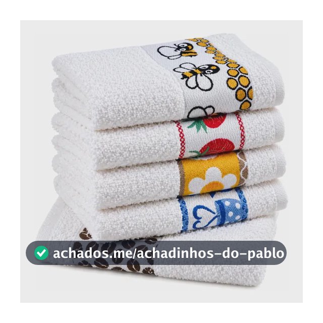 Pano de Prato Atoalhado Atacado Laune Gourmet Kit com 5 peças cor Branco Desenho Sortidos Laune Haus