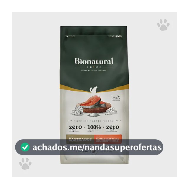Ração Prime Bionatural Gato Castrado Salmão 7,5kg