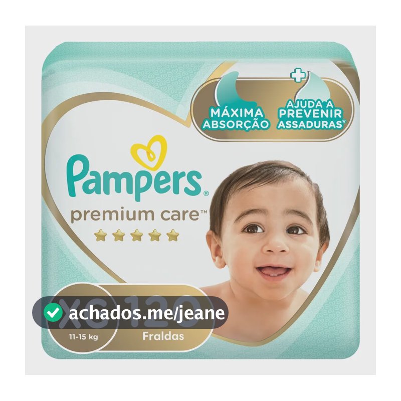 Fralda Pampers Premium Care Tamanho XG, 120 Unidades