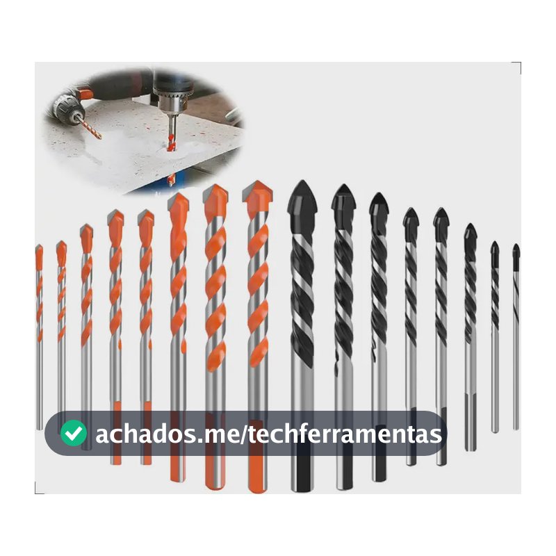 Kit De 16 Brocas Furadeira Fura Tudo Diamantada Super Drill